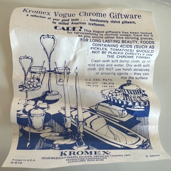 Kromex 60’s Chrome Stainless MCM Vogue Giftware Snack Serving Tray Original Box - Picture 11 of 15